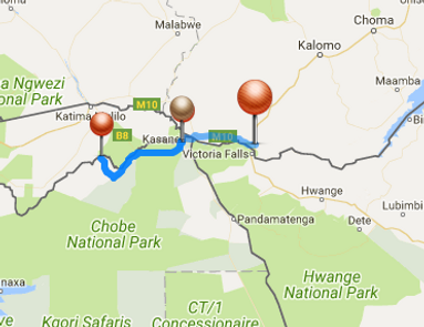 Map 3-Day Safari Zambizi River