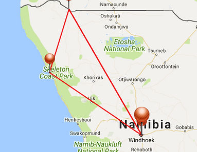 4-day Safari map Namibia