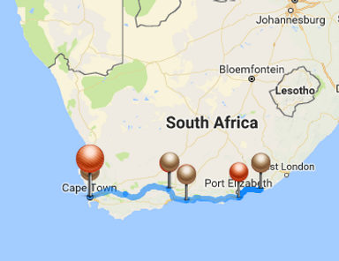 South African Map 10-Day Tour
