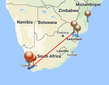 12-day Safari Map South Africa