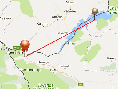 4-day Safari Map Zimbabwe